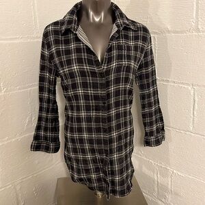 Anthro Fei Clark Park Button-Up Flannel Shirt Large Cotton